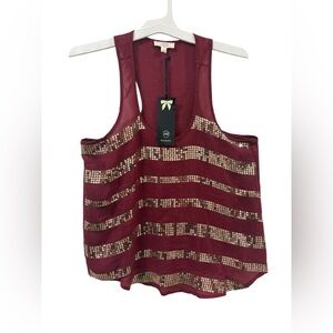 Iris Burgundy and Gold Sequin Tank Top Y2K style 90’s
